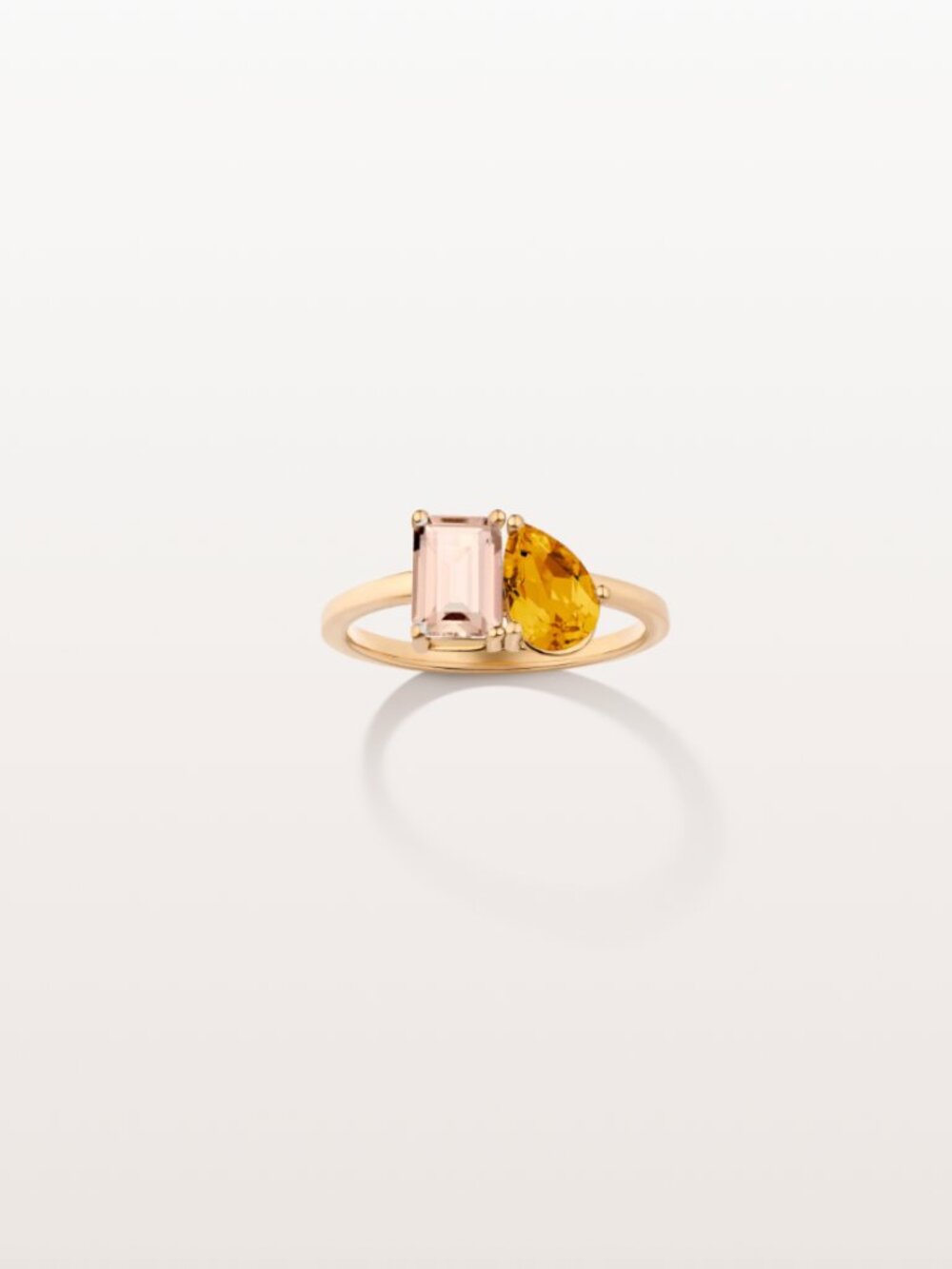 Aurate NY Toi et Moi Ring Citrine Morganite Yellow Gold Size 5.5 NIB